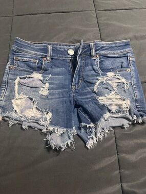 American Eagle Outfitters Distressed Blue Denim Cutoff Shorts